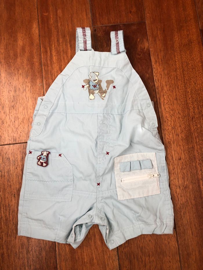 Salopette short bleu ciel 6M