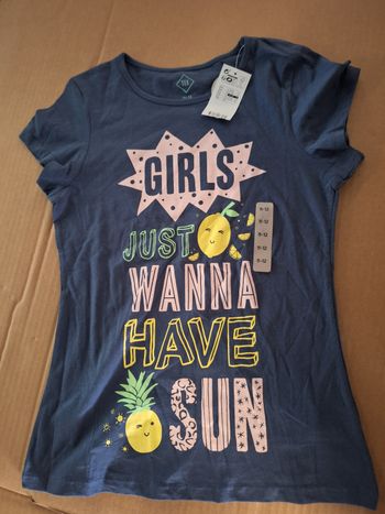 Tee-shirt 12 ans fille neuf bleu marine 