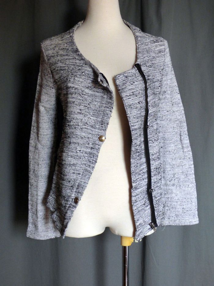 Veste chinée blanche et noire Zara - photo numéro 4