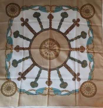 Foulard beige et turquoise pour femme