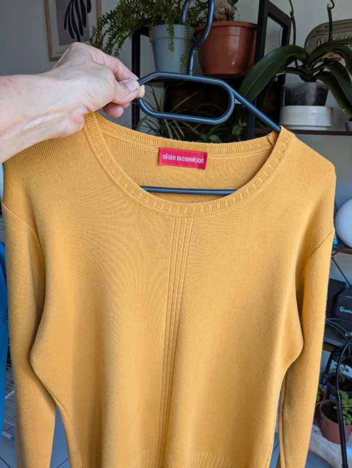 Pull laine mérinos moutarde Alain Manoukian - photo numéro 6