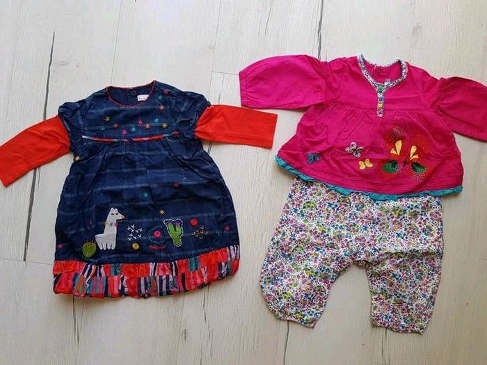 Lot de 2 robe/combinaison catimini fille 9 mois - photo numéro 2