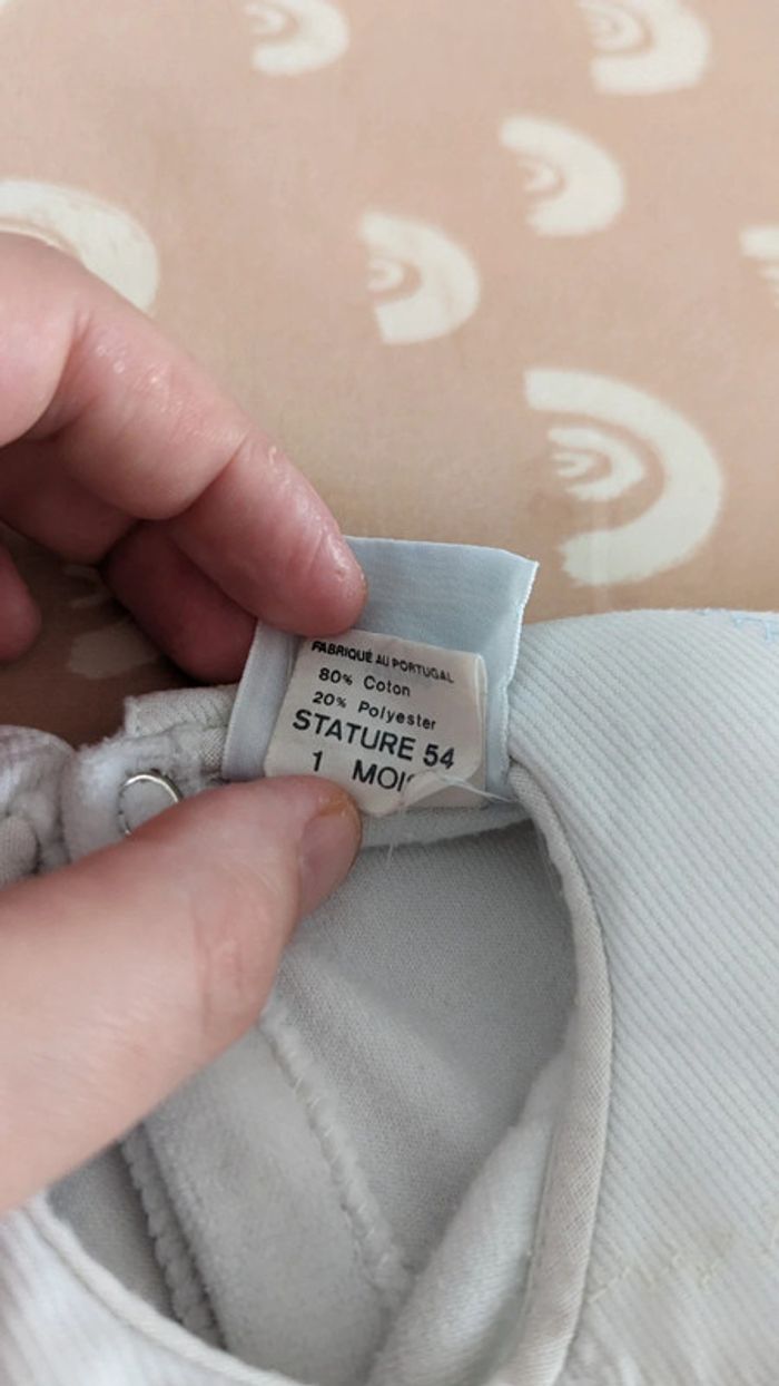 Pyjama 1 mois vintage ( 1997 ) en velour - photo numéro 3