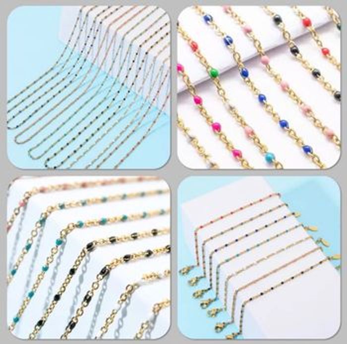 Collier perles résine email or acier - Ateliersdisa collection - photo numéro 5