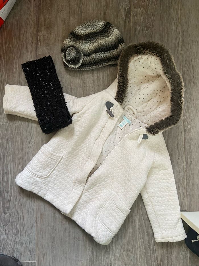 Manteau bonnet snood fille 24 mois