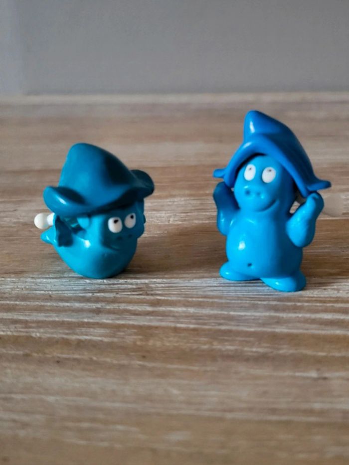 Lot de 2 figurines Kinder gnomes bleus painty ten calendrier de l'avent Noël piñata anniversaire