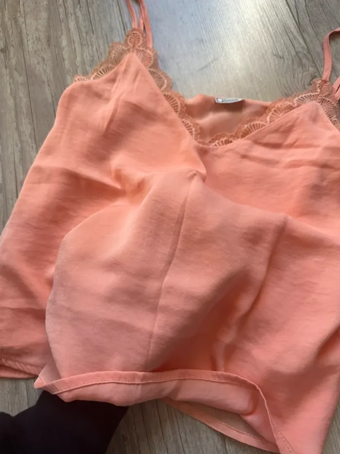 Top nuisette bretelle orange dentelle XS - photo numéro 5