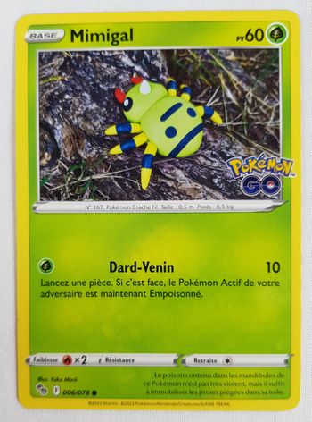 Carte Pokemon Mimigal 006/078 ● Pokémon GO FR ©