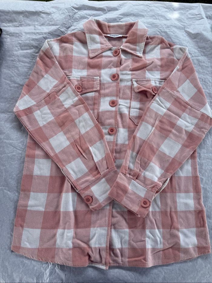 Chemise à carreaux rose et blanc