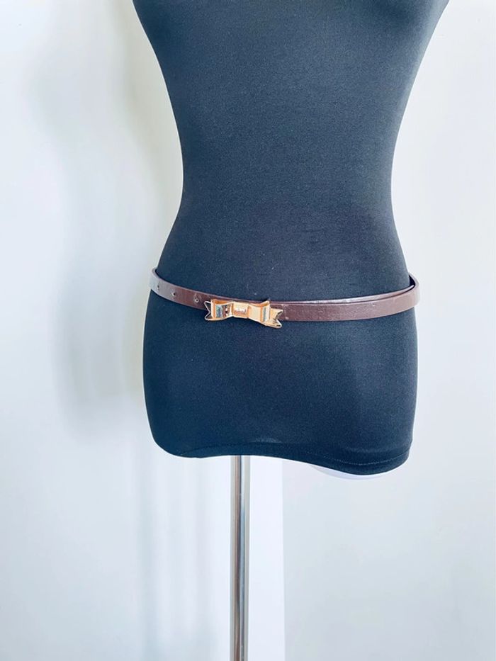 🎀 Ceinture Fine.femme.Marron. Noeud. Taille 94 cm. 36/40. - photo numéro 2