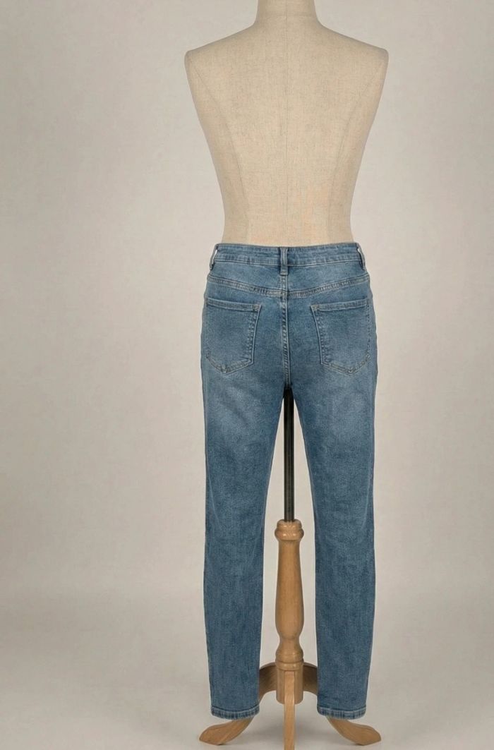 Jean Skinny bleu avec broderie rose Springfield - Taille 36 - photo numéro 2