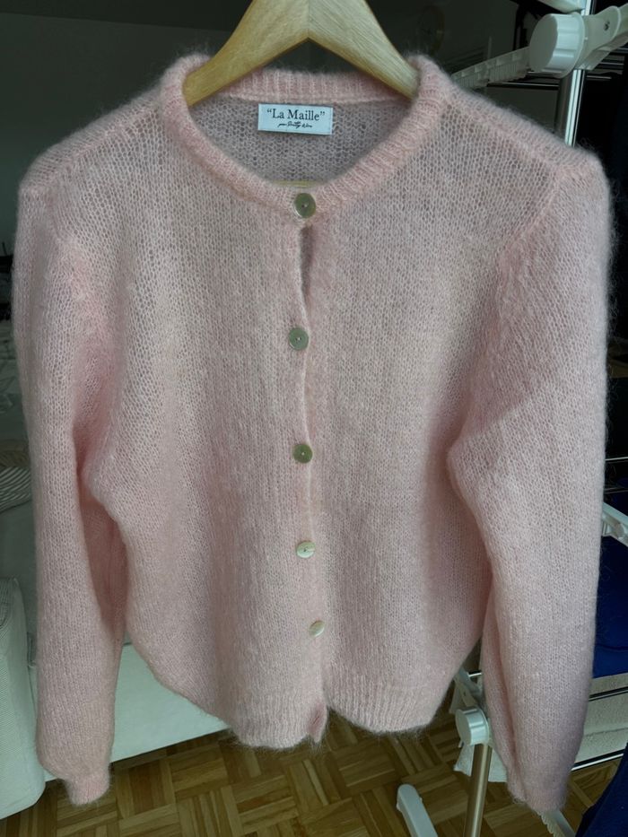 Cardigan mohair rose pretty wire - photo numéro 6