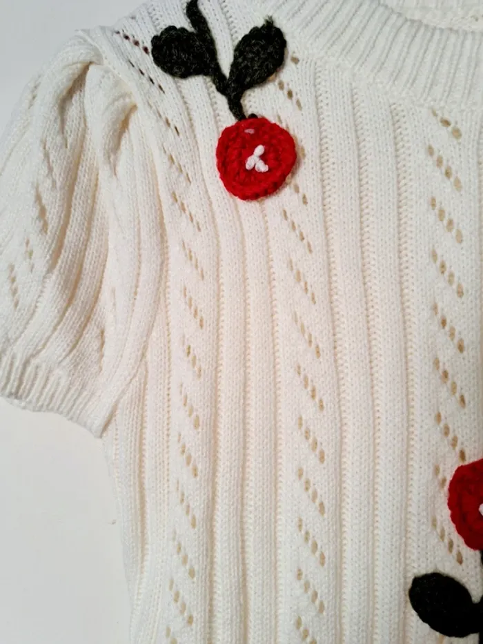 Robe longue en maille motifs fleurs. Esprit vintage. - photo numéro 5