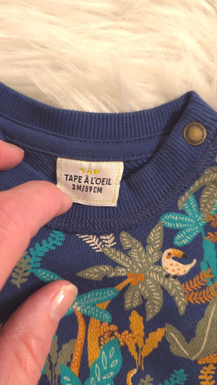 NEUF (non porté)💙🤩😍 superbe ensemble sweat et short molleton 3 mois garçon 💙💙😍🤩 - photo numéro 6