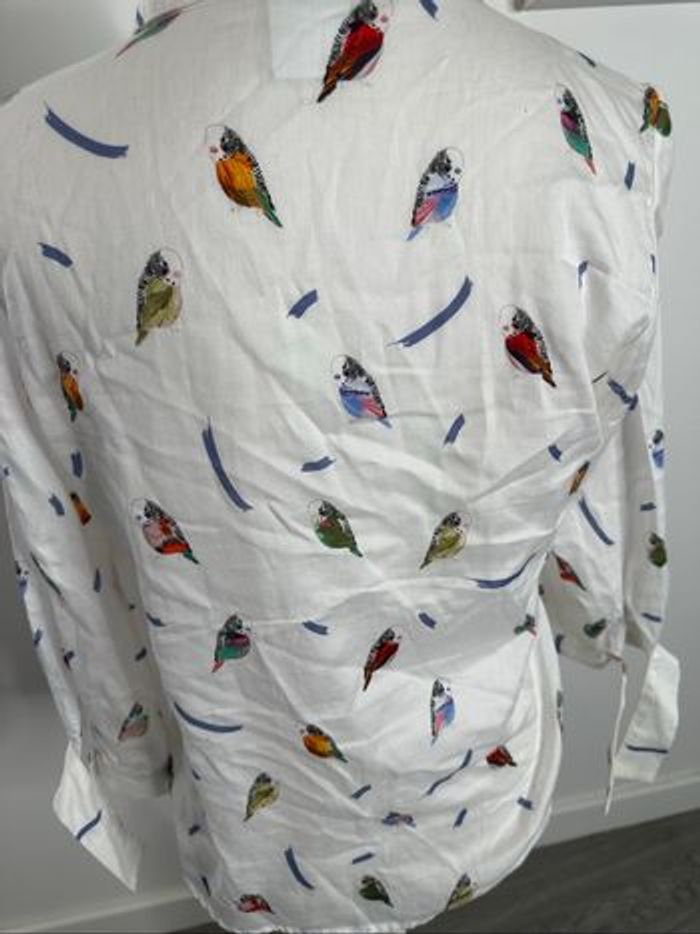 Chemisier blanc et multicolore oiseaux Madeleine T38 M - photo numéro 6