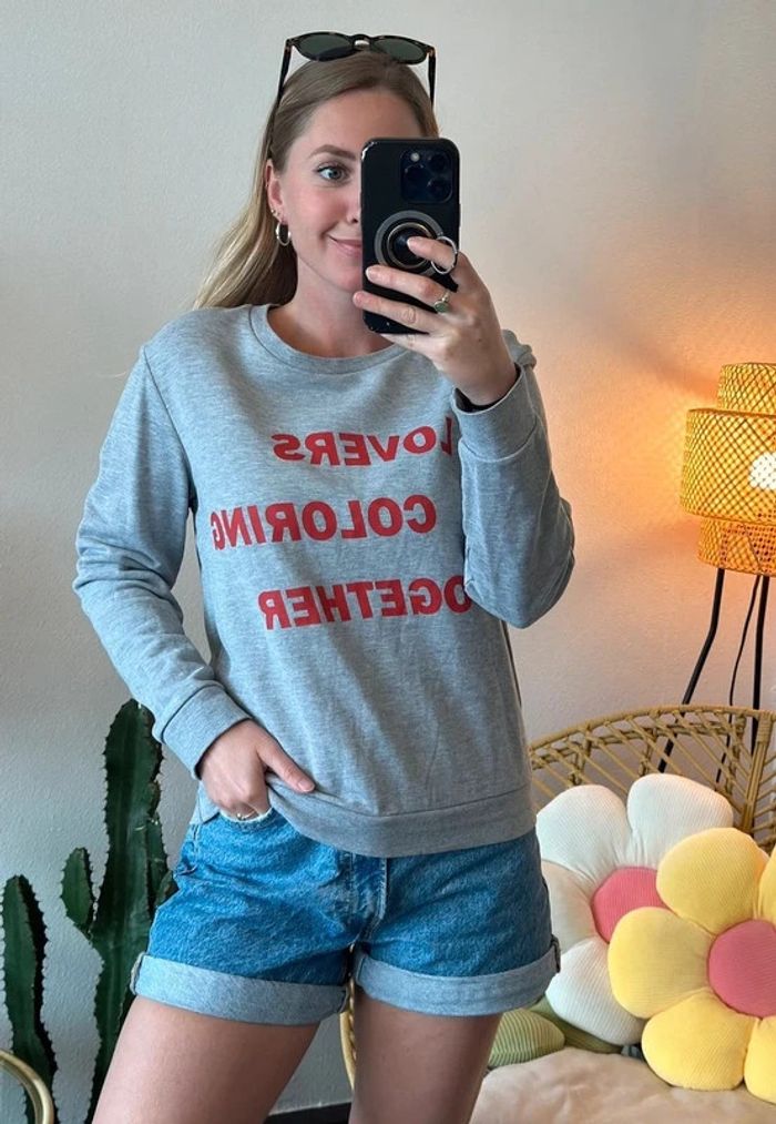Sweat gris imprimé en rouge, taille XS - Galeries Lafayette - photo numéro 2