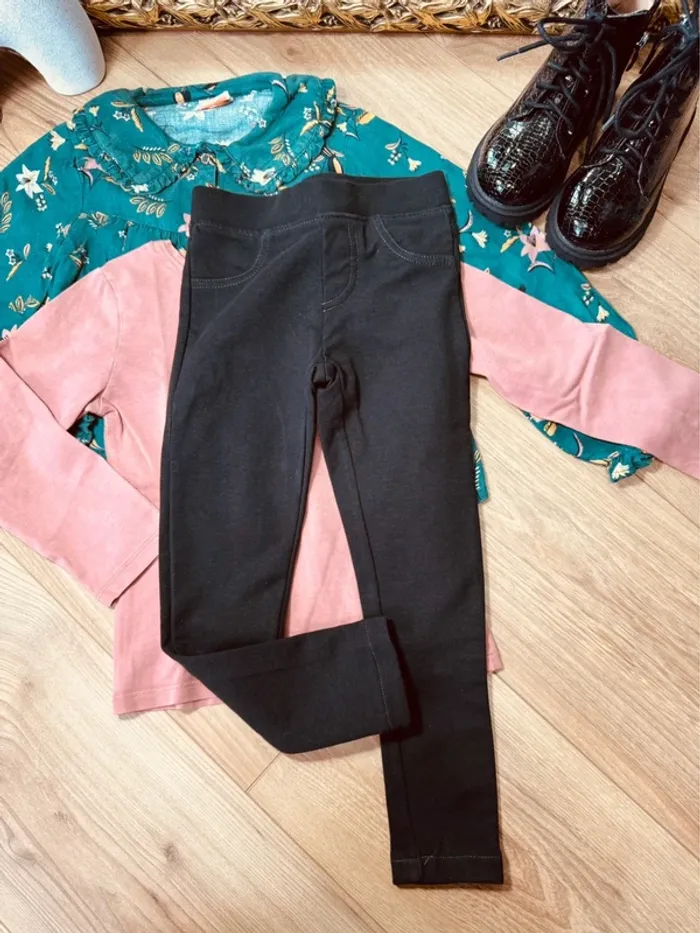 Taille 4 ans tenue 3 pièces fille TAO Tissaia vert rose noir * fleurs * 🌸 - photo numéro 8