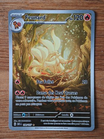 Carte Pokémon Ultra rare full art AR Feunard 199/197 Flammes Obsidiennes ev3