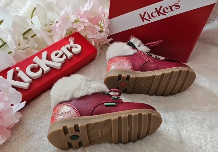 Bottes Bottines Cuir Zip Fourrure Extérieur 1er pas 👣 Kickers T22 - photo numéro 2