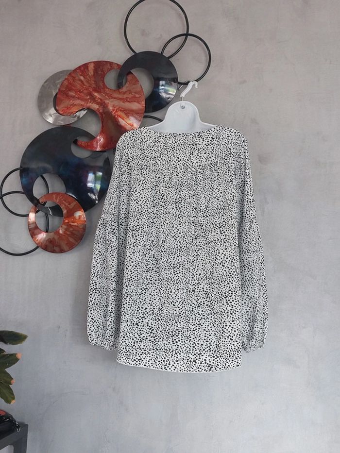 Blouse blanche à pois noirs Shein - photo numéro 2