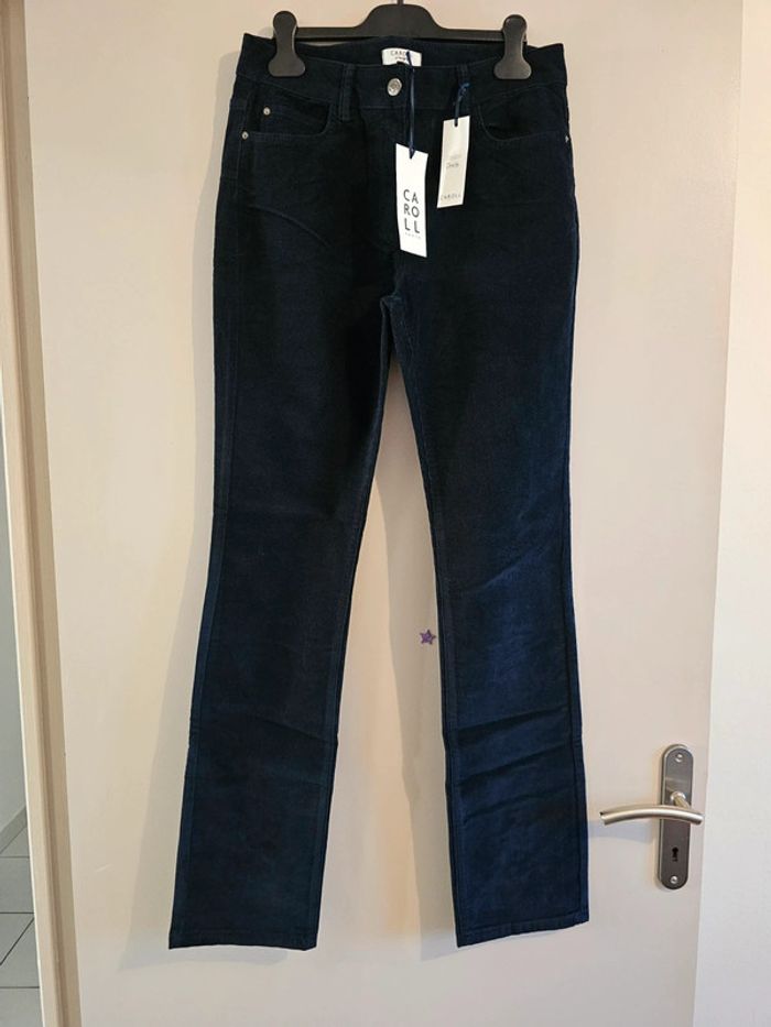 Pantalon marine velours côtelé Caroll Taille 38