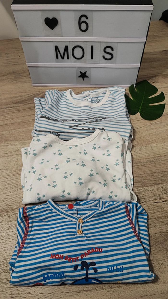 Lot 3 pyjamas manches longues 6 mois - photo numéro 2