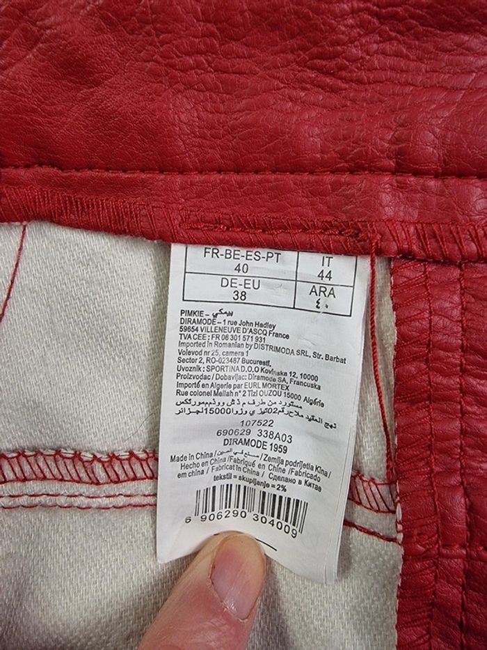 Pimkie jupe patineuse rouge simili cuir * taille 40 * - photo numéro 5