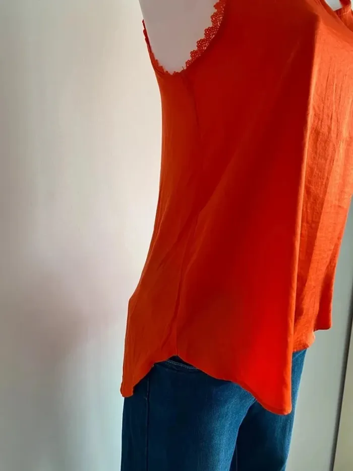 Débardeur orange satiné uni femme T 38/M - photo numéro 2