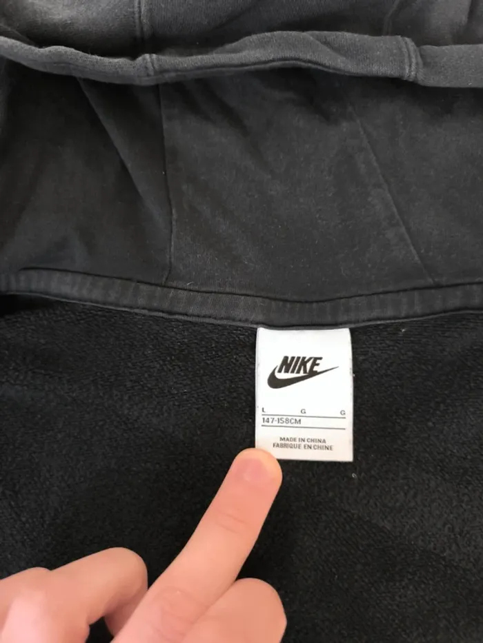 Sweat capuche zippé garçon noir et blanc L 147-153cm excellent état TradeMark 1972 swoosh - photo numéro 8