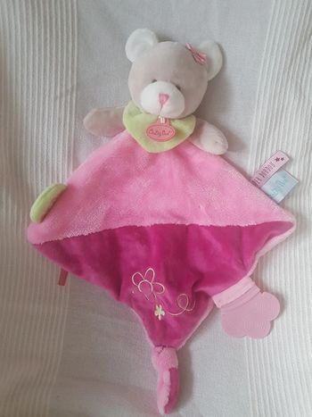 Doudou plat rose  ourson Baby nat