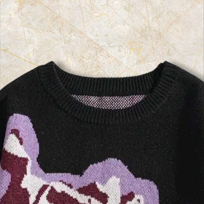 Knit Squelette Sweater Y2K Vintage Oversized 90s Taille M – Crewneck Old School Americain Streetwear - photo numéro 2