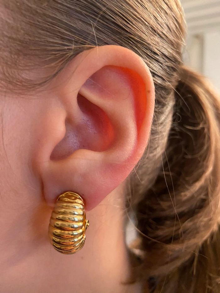 Boucles d’oreilles clip forme cabochon plaqué or - photo numéro 10