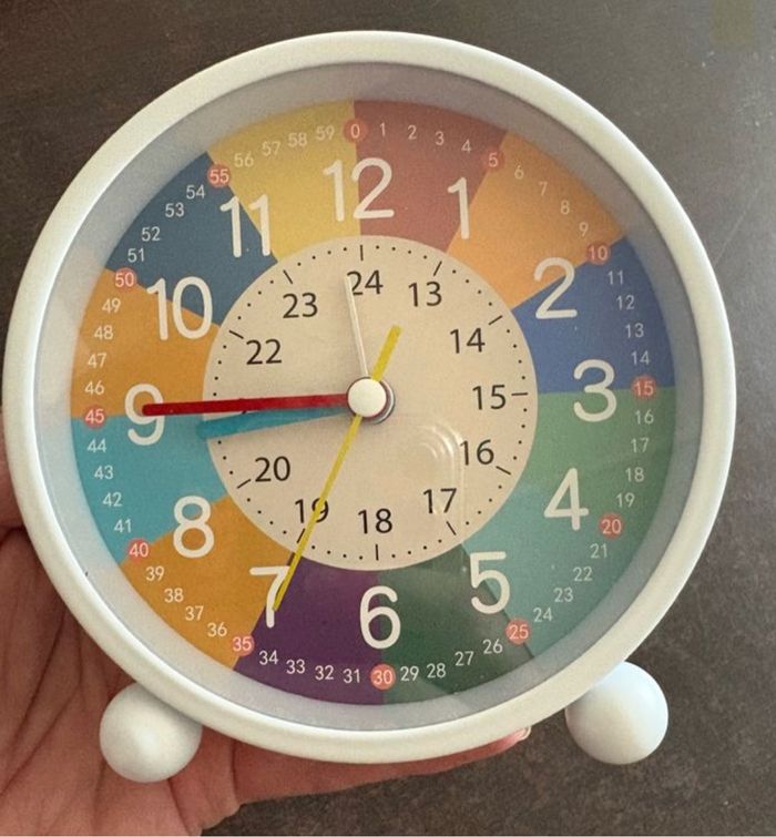 Grand  Réveil pédagogique  24h taille  12cm+-  à double cadran apprentissage heure en pédagogie positive montessori - photo numéro 2