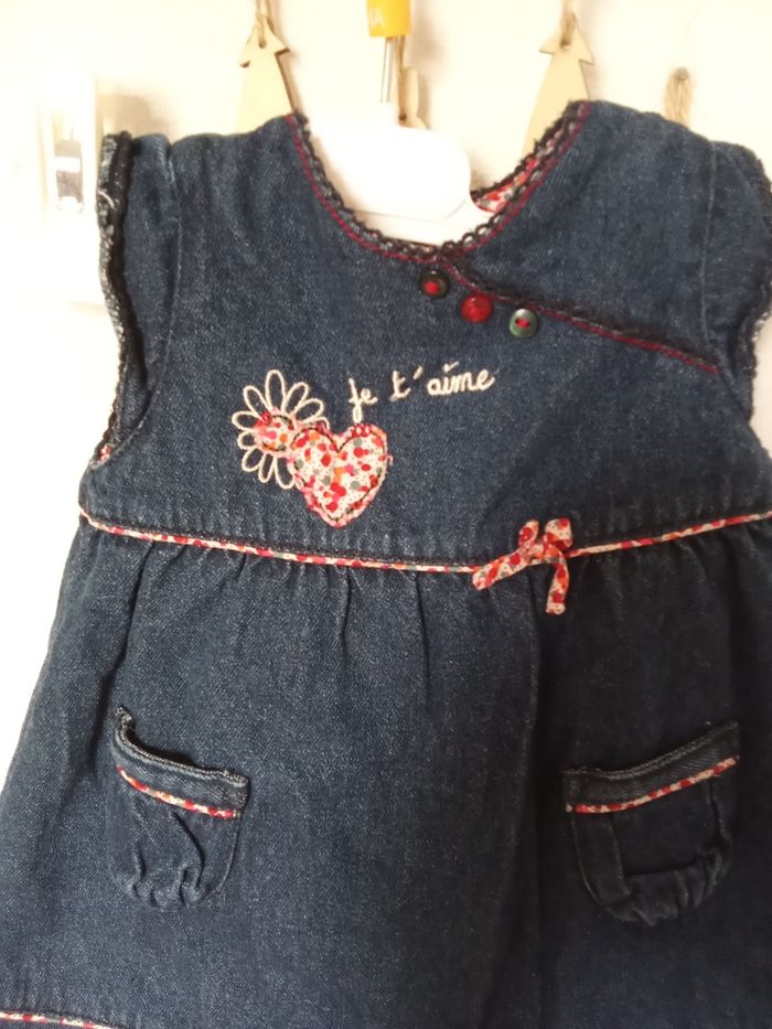 Robe en jean doublée sergent major 9 mois hiver, 71 cm - photo numéro 3