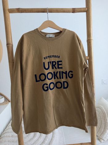 T-shirt manches longues beige foncé Zara Kids 10 ans