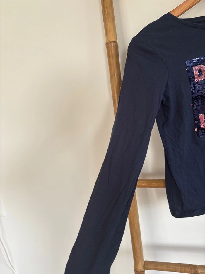Sous pull bleu marine à strass réversibles - photo numéro 3