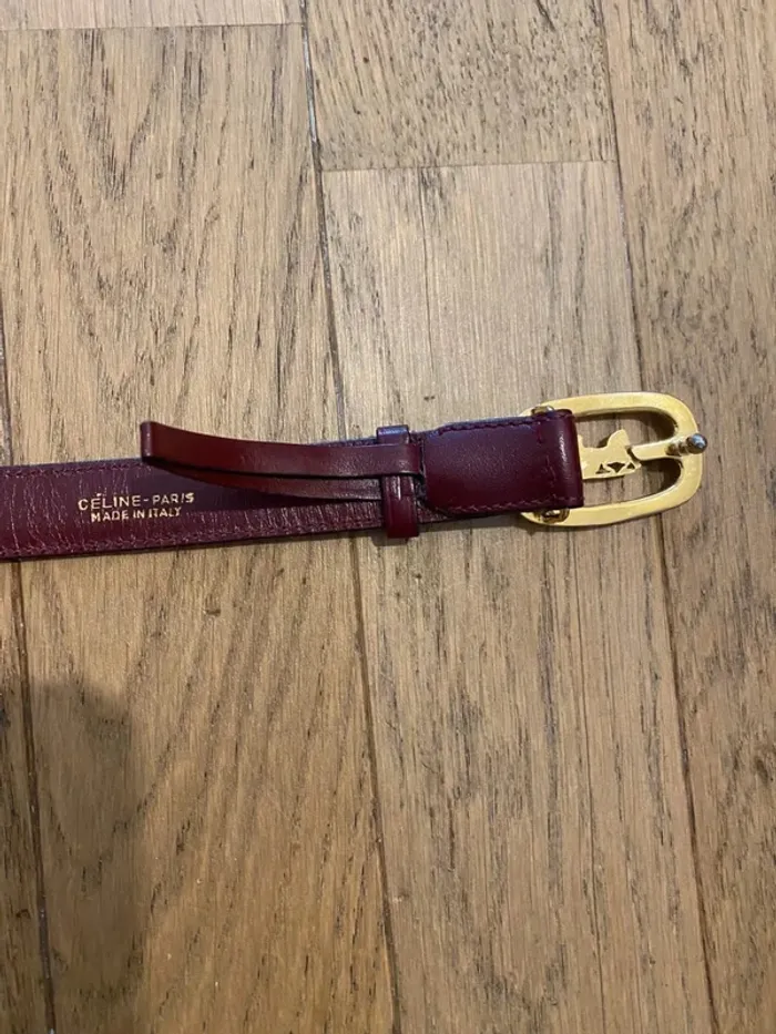 Ceinture en cuir bordeaux Celine Triomphe vintage - photo numéro 6