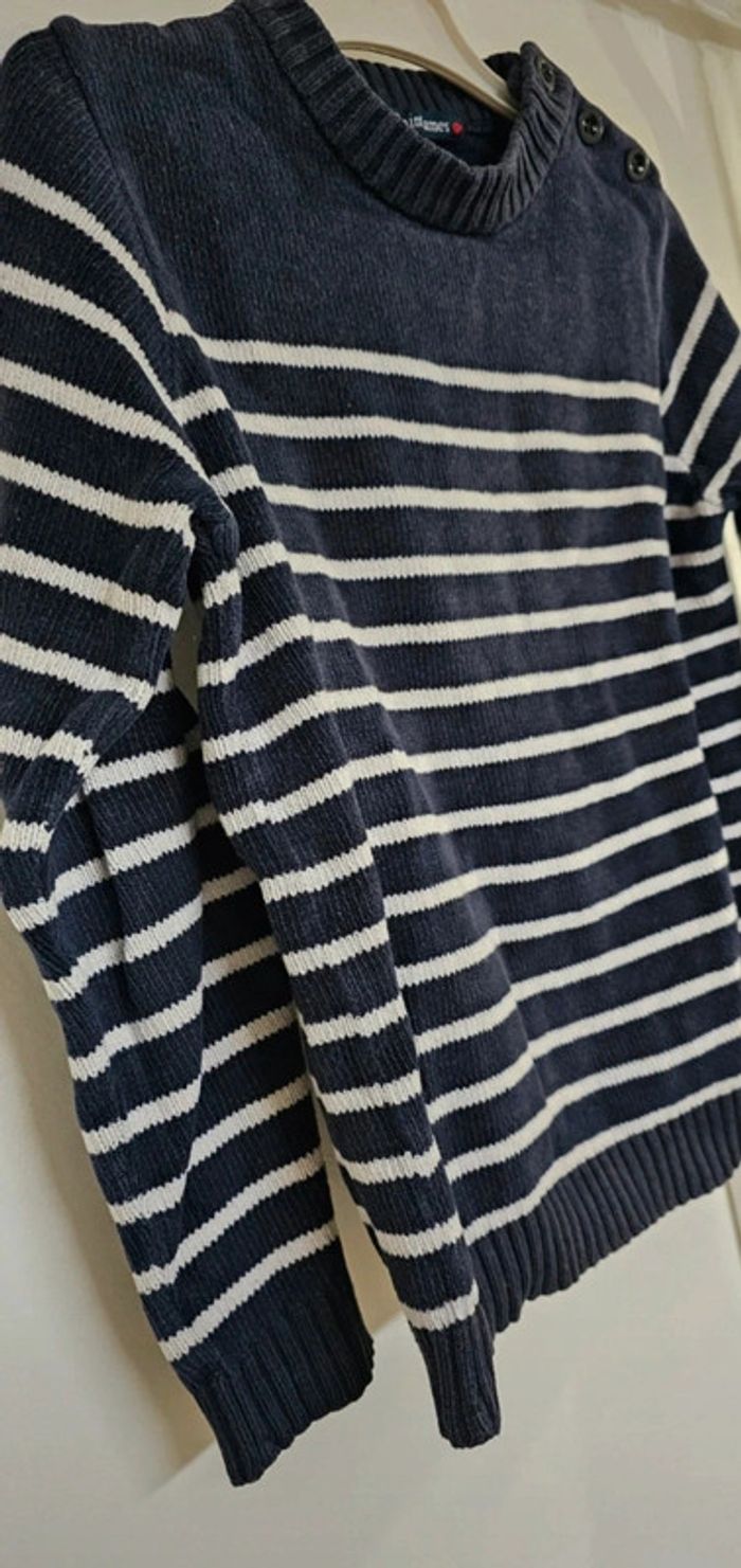 Pull Marinière 100% coton Saint James 10 ans - photo numéro 3