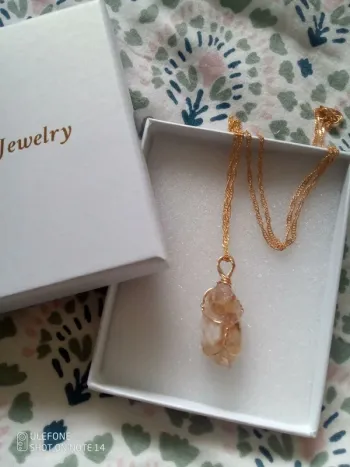 Collier citrine pierre naturelle porte bonheur