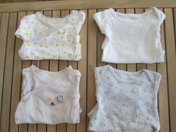 Lot de 4 boddys 9m manches longues