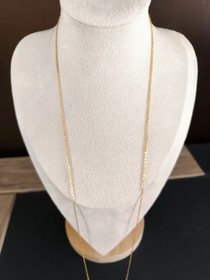 Sautoir ou collier long avec cœur plein martelé - photo numéro 2