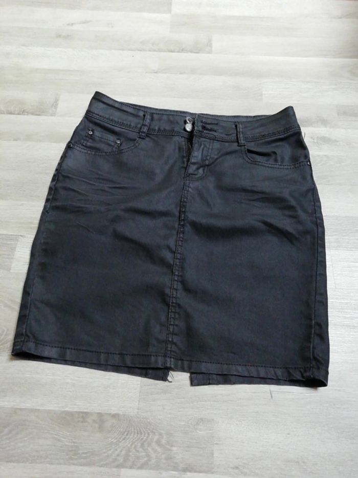 Jupe jean enduit noir taille m
