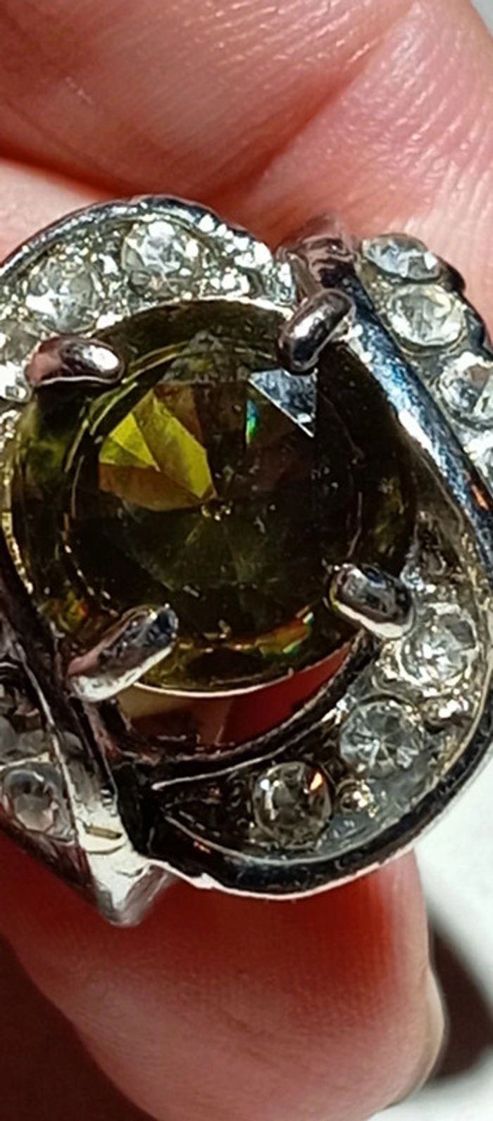 Bague fantaisie pierre kaki - photo numéro 8