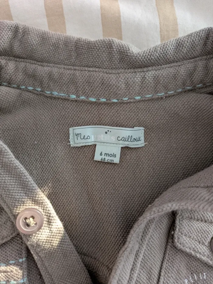 Chemise Velours Côtelé Taupe - Mes Petits Cailloux - 6 Mois (68 cm) - photo numéro 4