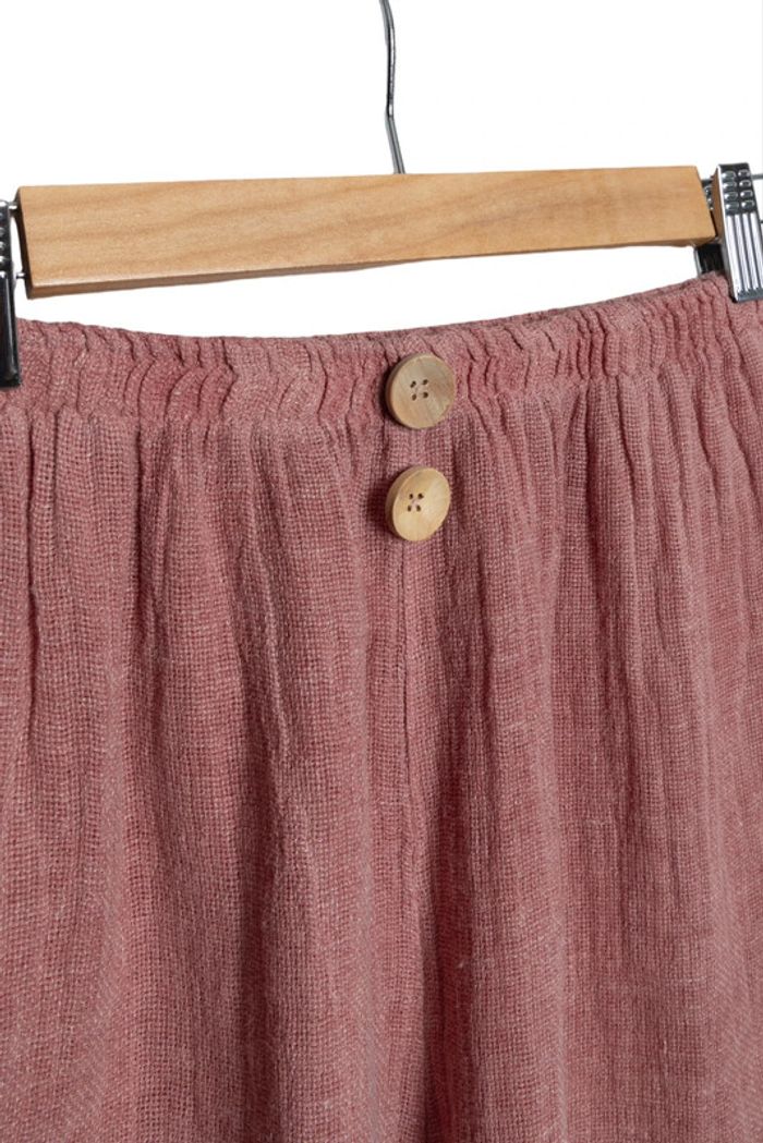 Short en coton texturé rose brique – Upcyclé par Tilli  – Pièce unique - photo numéro 4