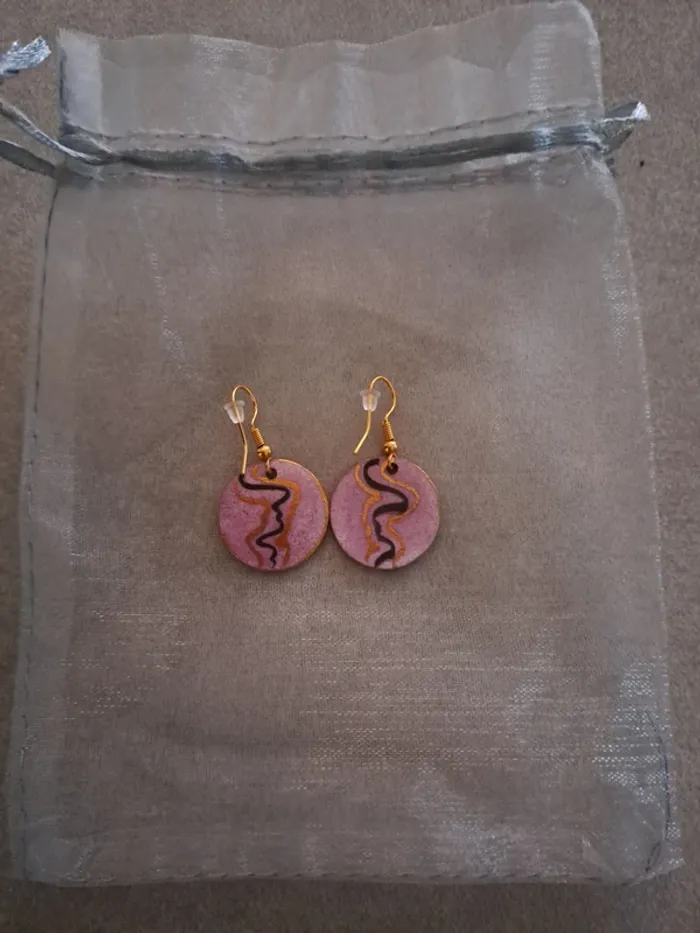 Boucles d'Oreilles Artisanales Acier Double Faces - Fait Main - Pièce Unique - photo numéro 2