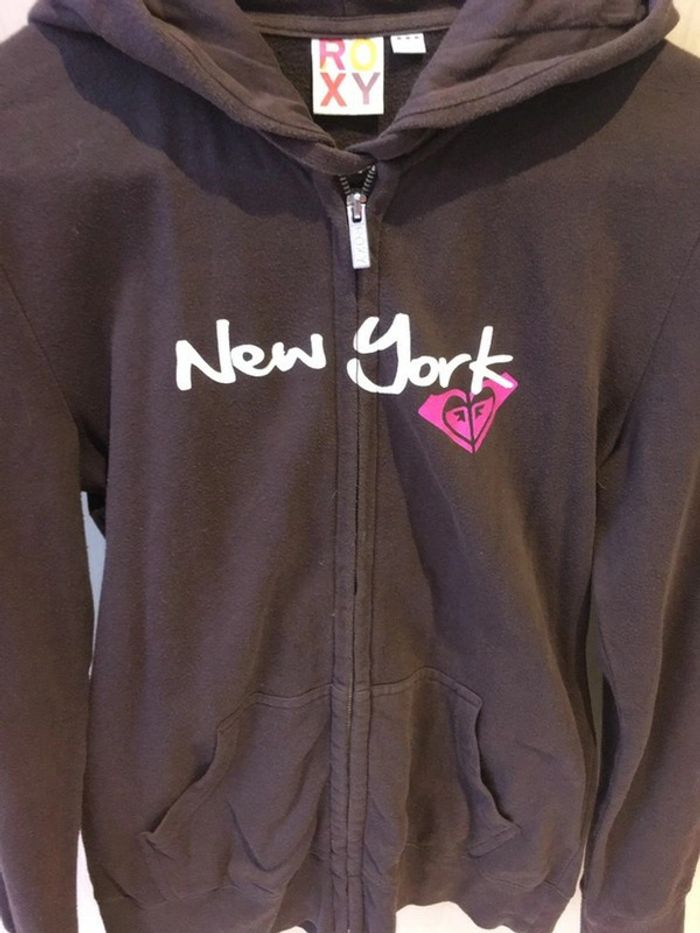 Sweat marron à capuche zippé de Roxy taille M 38 - photo numéro 4