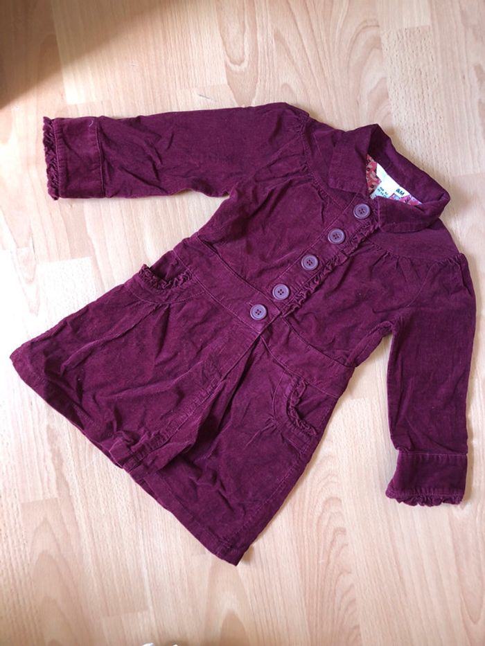 Belle robe longue ML en velours prune H&M T. 2 ans/24 mois/92 cm TBE