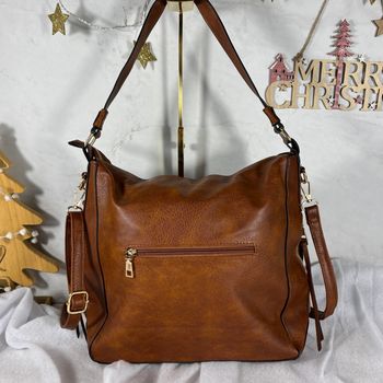 Sac hobo marron simili cuir haut de gamme grande capacité tendance