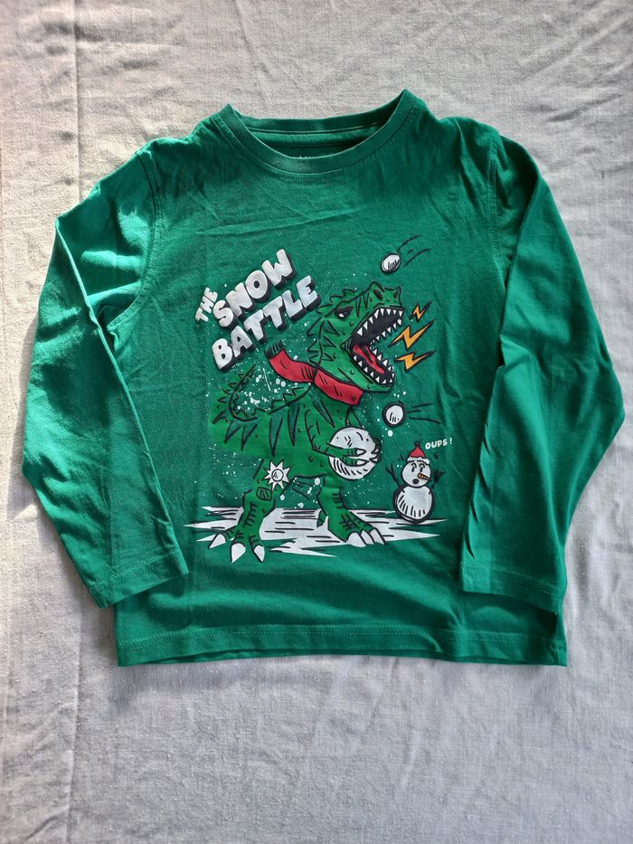 Tee-shirt manches longues Dinosaure Noël garçon 6 ans